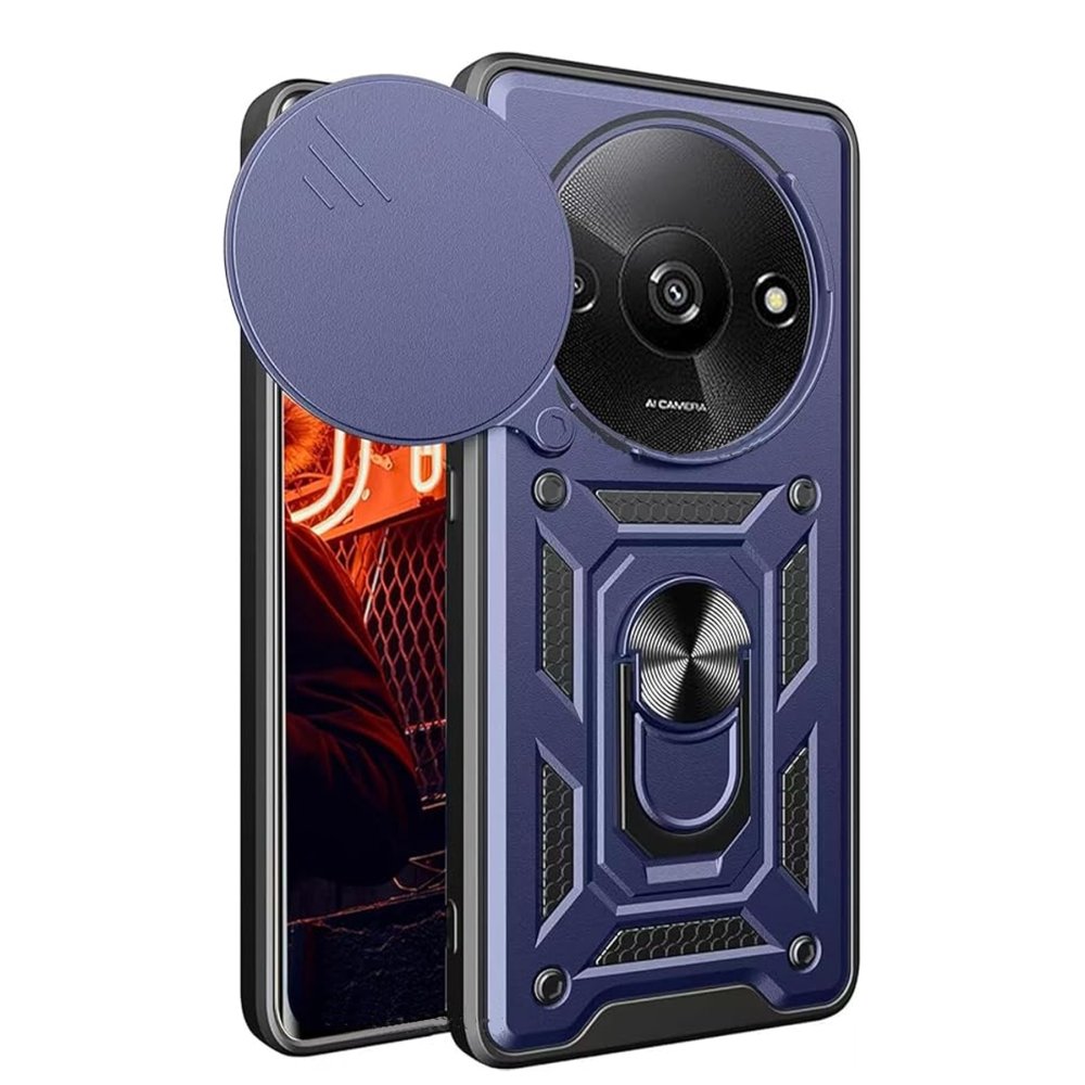 Redmi A3 4G Kılıf Pars Lens Yüzüklü Silikon - Lacivert