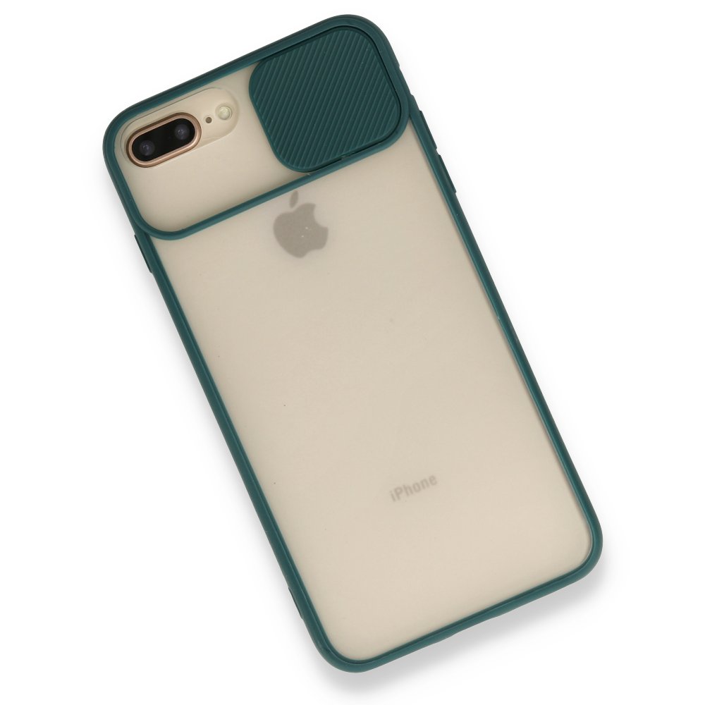 iPhone 8 Plus Kılıf Palm Buzlu Kamera Sürgülü Silikon - Yeşil iPhone 8 Plus Kılıf Palm Buzlu Kamera Sürgülü Silikon - Yeşil