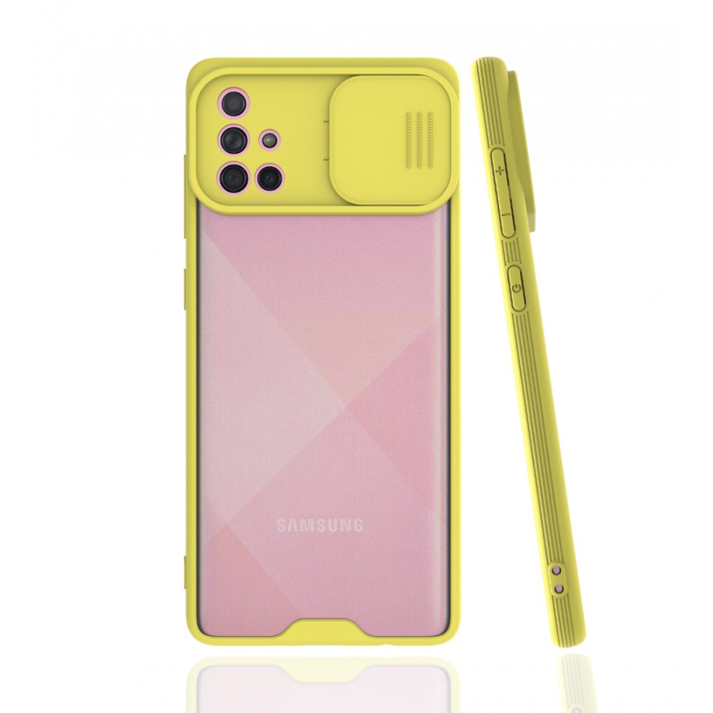  Samsung Galaxy A71 Kılıf Platin Kamera Koruma Silikon - Sarı