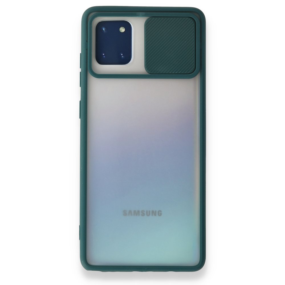  Samsung Galaxy A81 / Note 10 Lite Kılıf Palm Buzlu Kamera Sürgülü Silikon - Yeşil