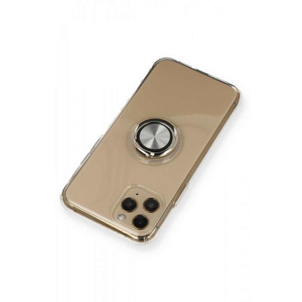  iPhone 11 Pro Kılıf Gros Yüzüklü Silikon - Gümüş