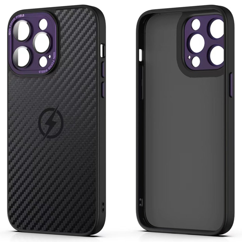  iPhone 14 Pro Kılıf Harbon Magneticsafe Karbon Kapak - Derin Mor
