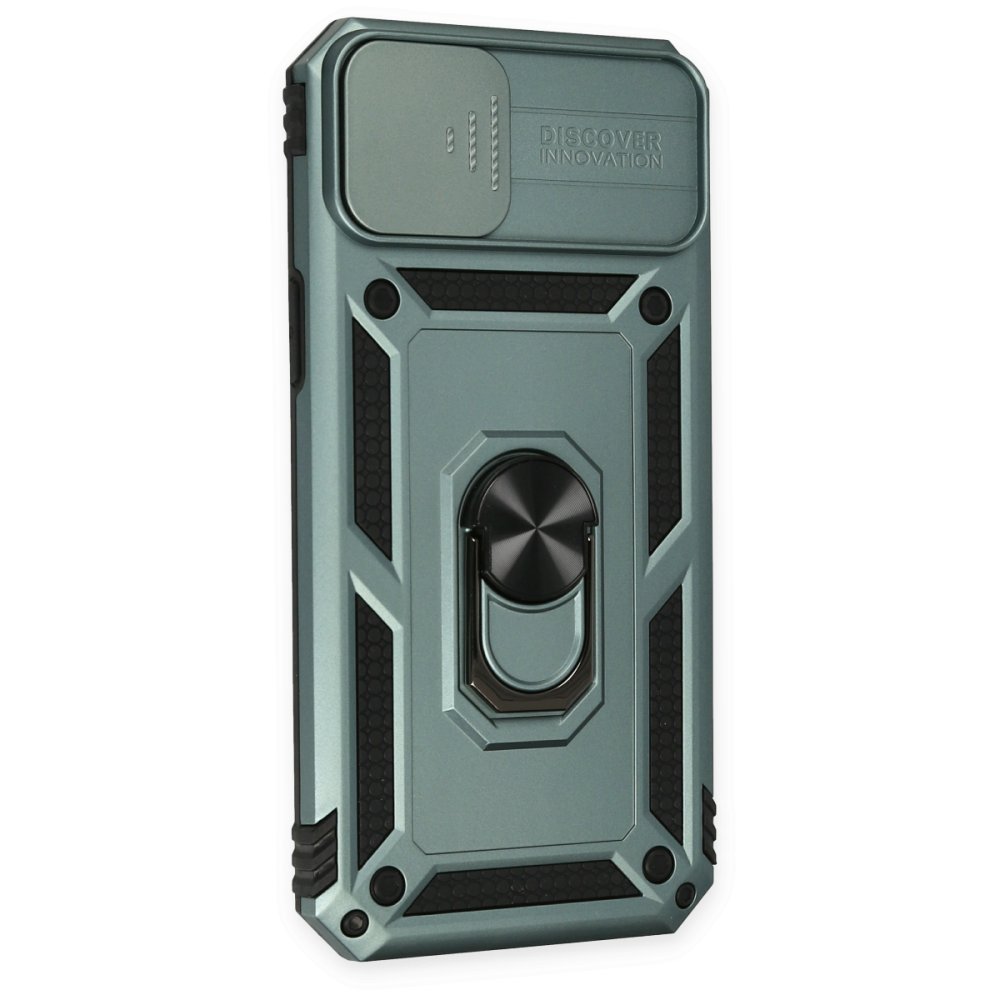  iPhone 14 Plus Kılıf Pars Lens Yüzüklü Silikon - Yeşil