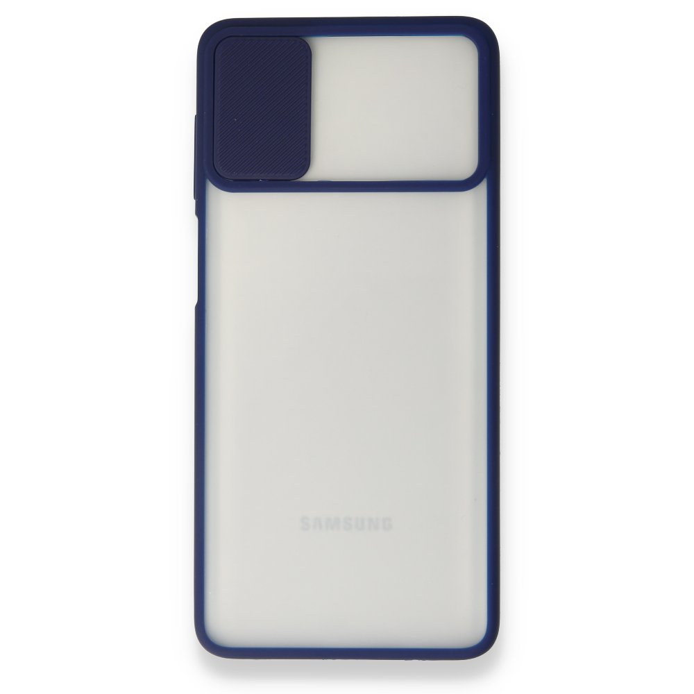  Samsung Galaxy M51 Kılıf Palm Buzlu Kamera Sürgülü Silikon - Lacivert