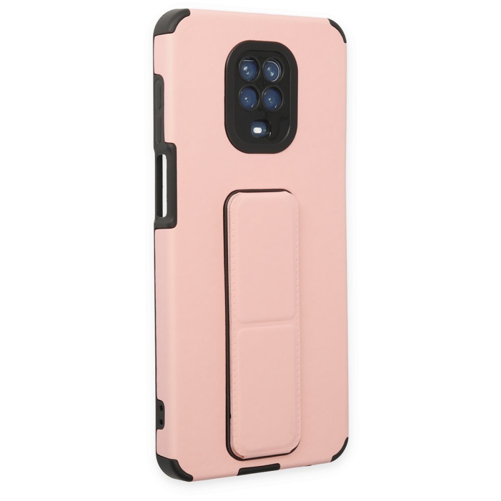 Redmi Note 9S Kılıf Mega Standlı Silikon - Pudra Redmi Note 9S Kılıf Mega Standlı Silikon - Pudra