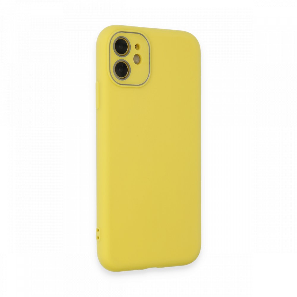  iPhone 12 Kılıf Lansman Glass Kapak - Sarı