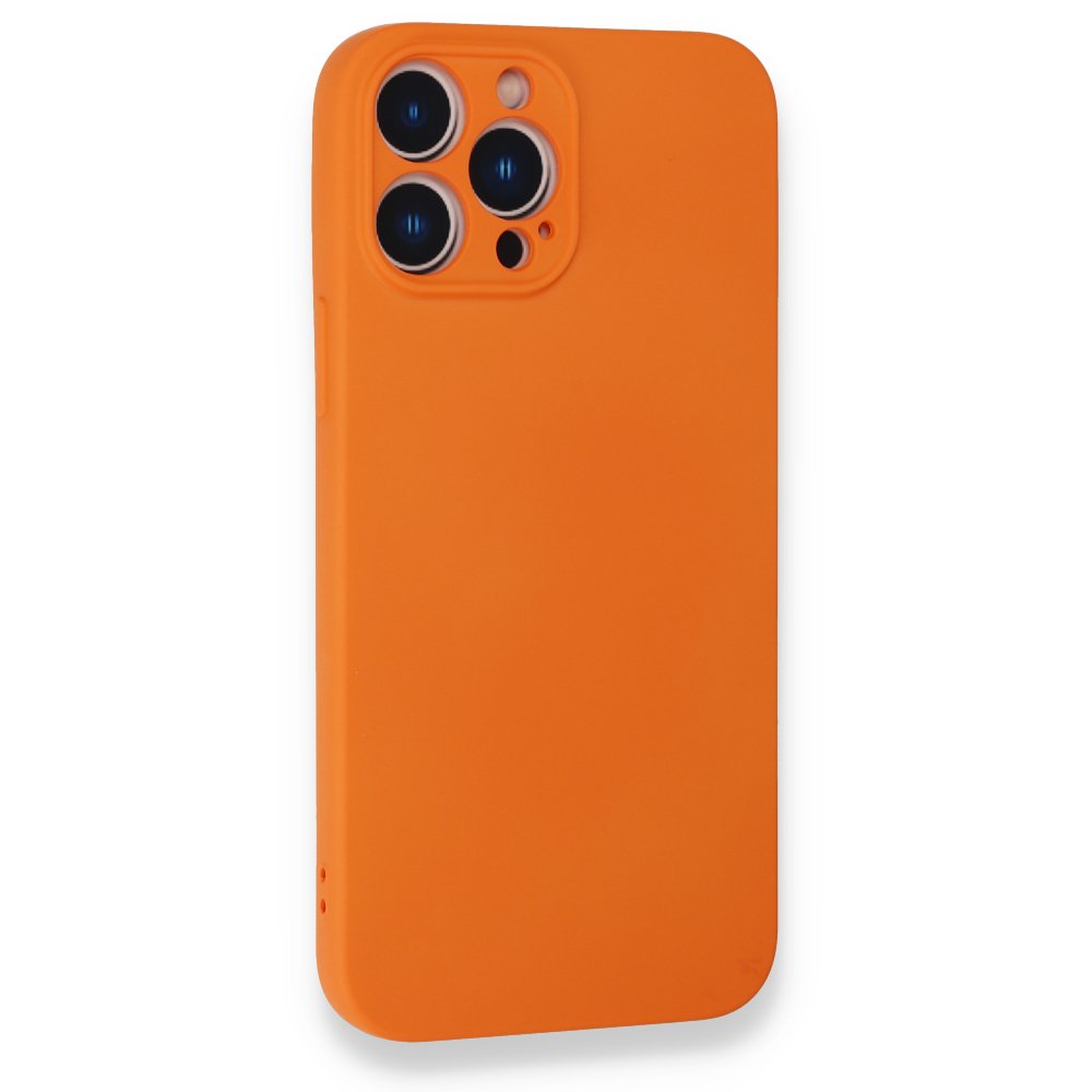 iPhone 13 Pro Max Kılıf Nano içi Kadife Silikon - Turuncu iPhone 13 Pro Max Kılıf Nano içi Kadife Silikon - Turuncu