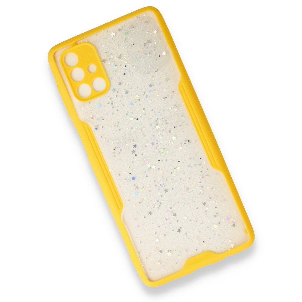  Samsung Galaxy M51 Kılıf Platin Simli Silikon - Sarı