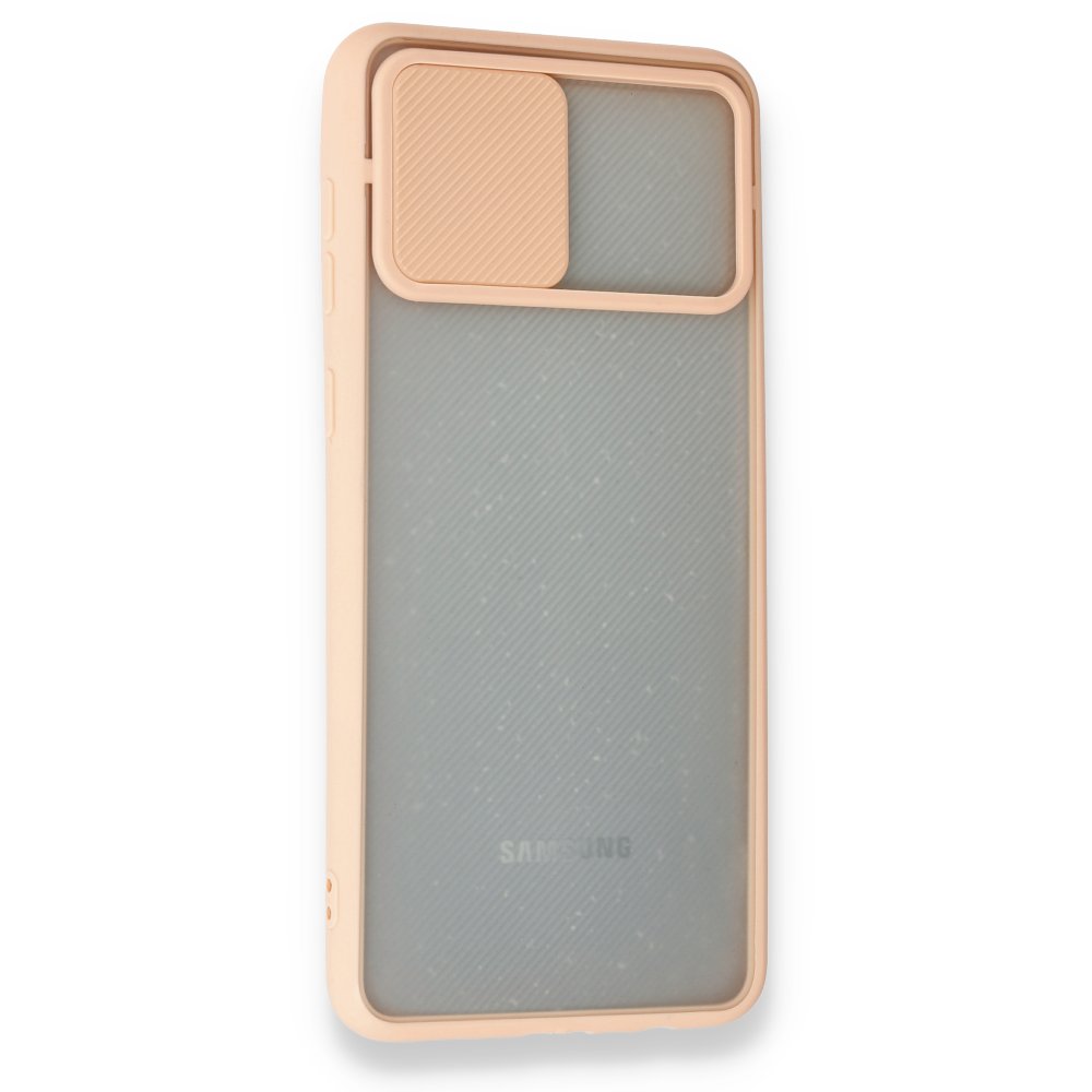  Samsung Galaxy A02 Kılıf Palm Buzlu Kamera Sürgülü Silikon - Pembe