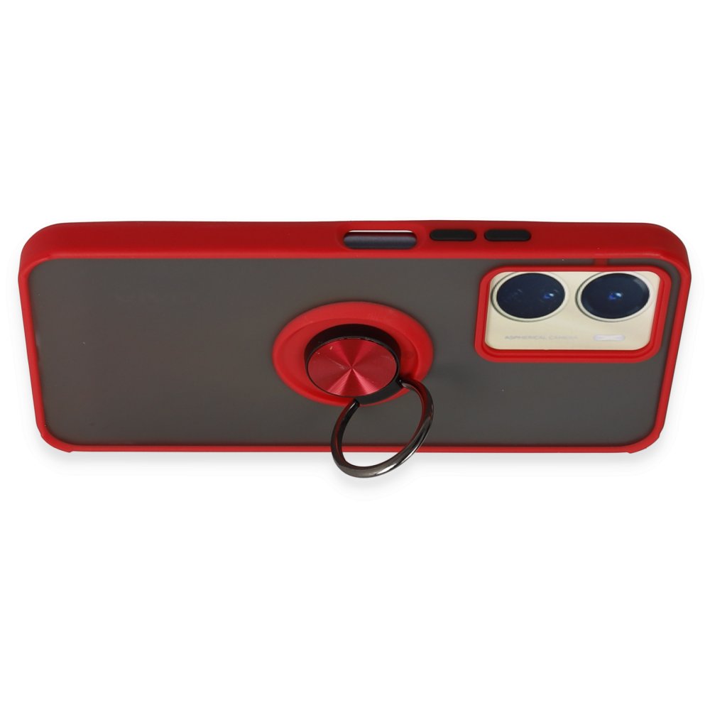 Vivo Y16 Kılıf Montreal Yüzüklü Silikon Kapak - Kırmızı Vivo Y16 Kılıf Montreal Yüzüklü Silikon Kapak - Kırmızı