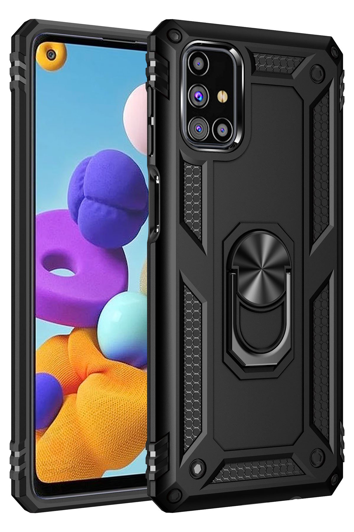  Samsung Galaxy M51 Kılıf Sofya Yüzüklü Silikon Kapak - Siyah