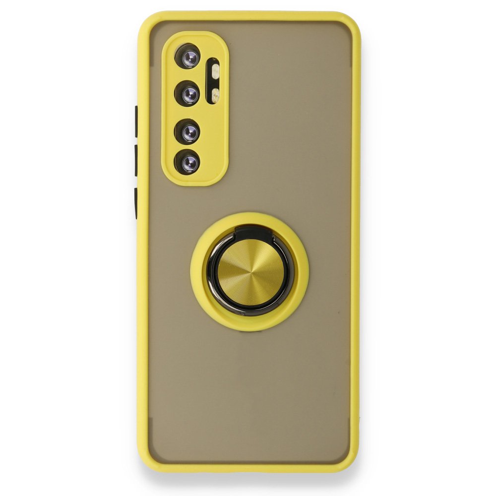  Xiaomi Mi Note 10 Lite Kılıf Montreal Yüzüklü Silikon Kapak - Sarı
