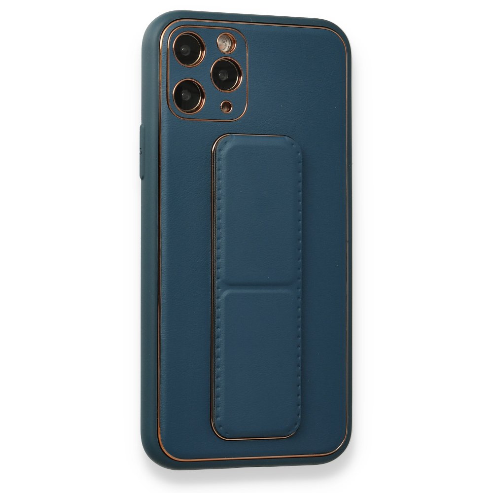  iPhone 11 Pro Kılıf Coco Deri Standlı Kapak - Mavi