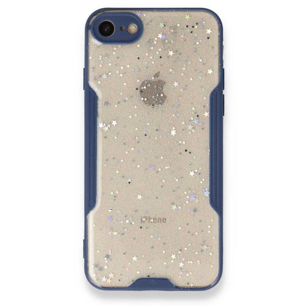  iPhone 8 Kılıf Platin Simli Silikon - Lacivert