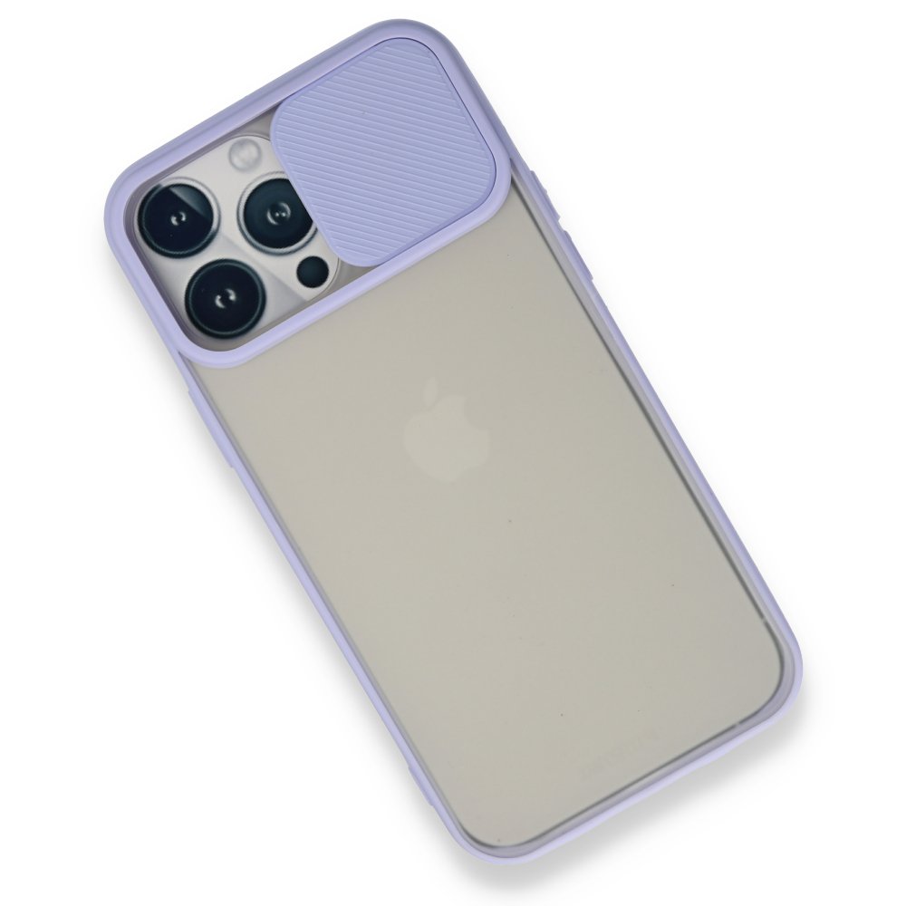 iPhone 13 Pro Max Kılıf Palm Buzlu Kamera Sürgülü Silikon - Lila iPhone 13 Pro Max Kılıf Palm Buzlu Kamera Sürgülü Silikon - Lila