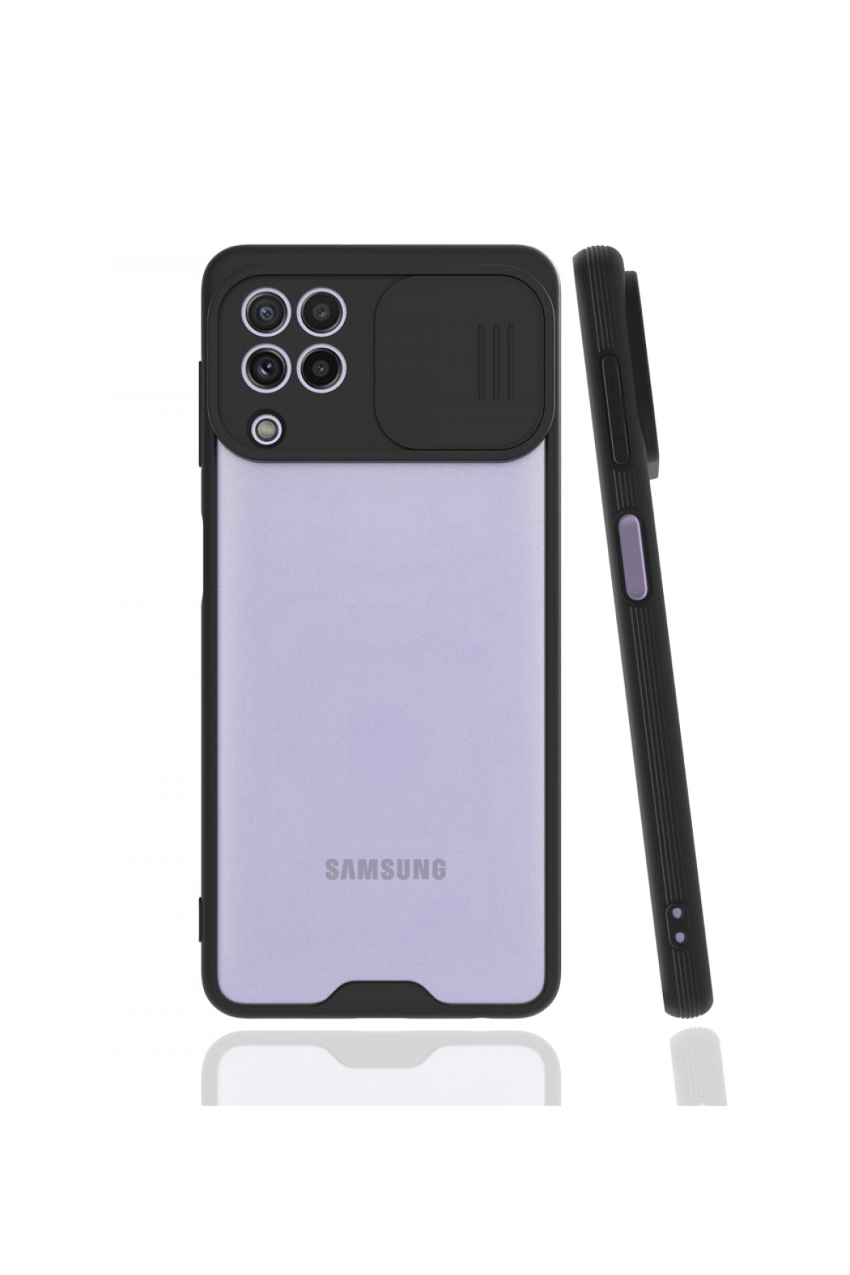  Samsung Galaxy M22 Kılıf Platin Kamera Koruma Silikon - Siyah