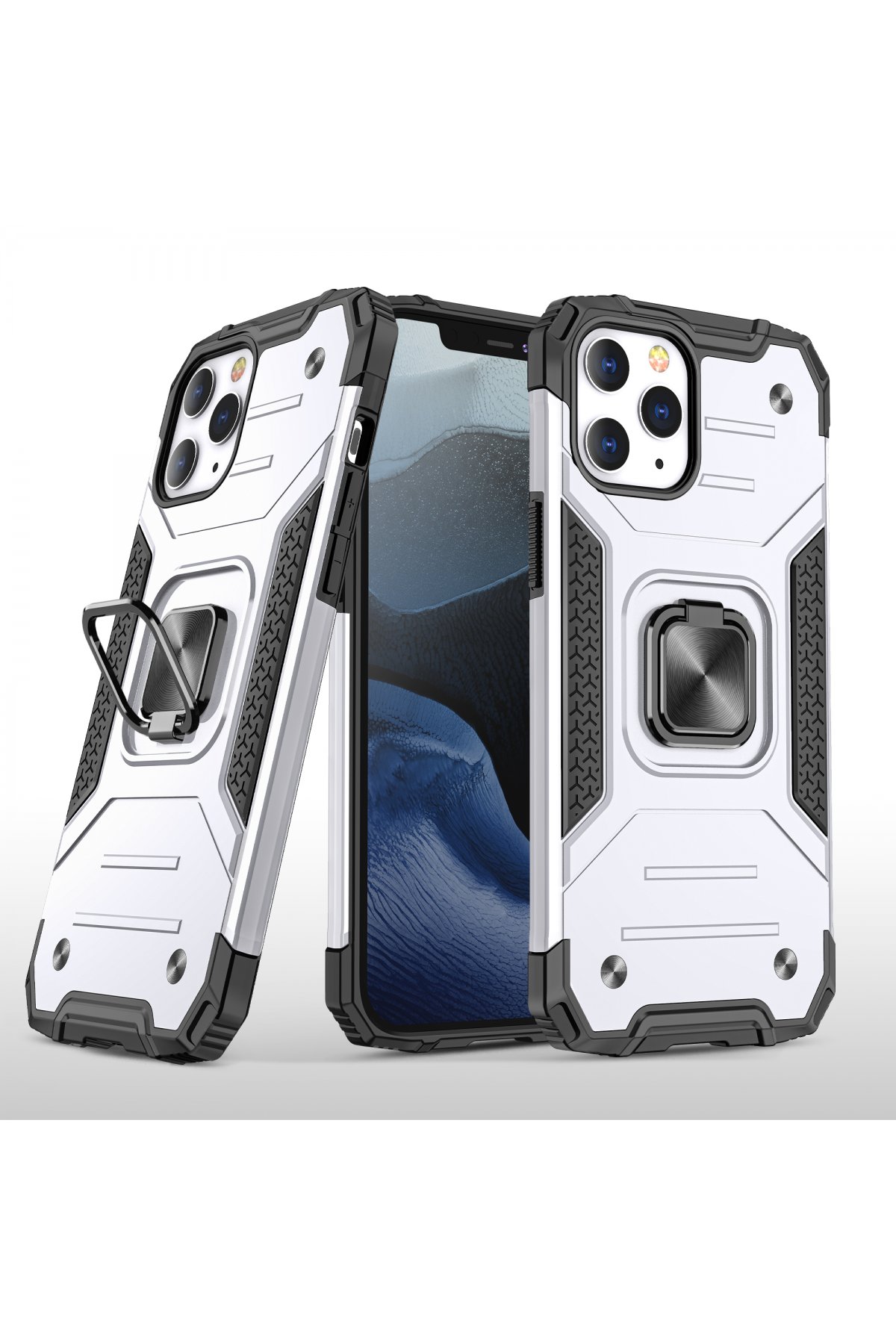  iPhone 12 Pro Max Kılıf Zegna Yüzüklü Silikon Kapak - Gümüş