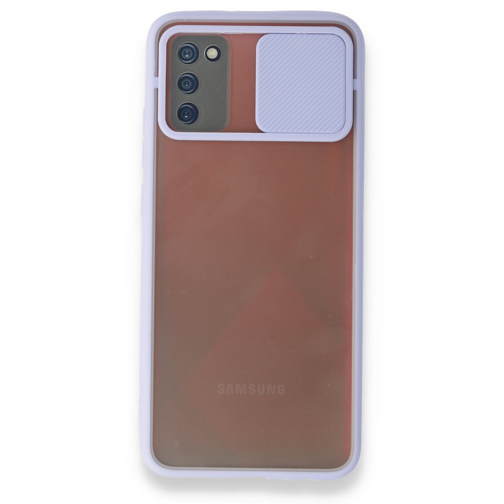 Samsung Galaxy A03S Kılıf Palm Buzlu Kamera Sürgülü Silikon - Lila