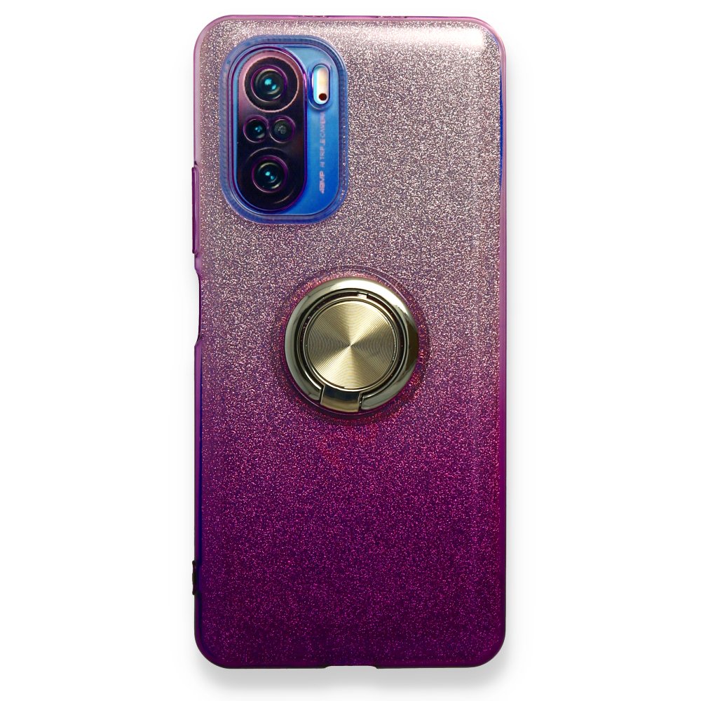 Redmi K40 Pro Kılıf Simli Yüzüklü Silikon - Mor