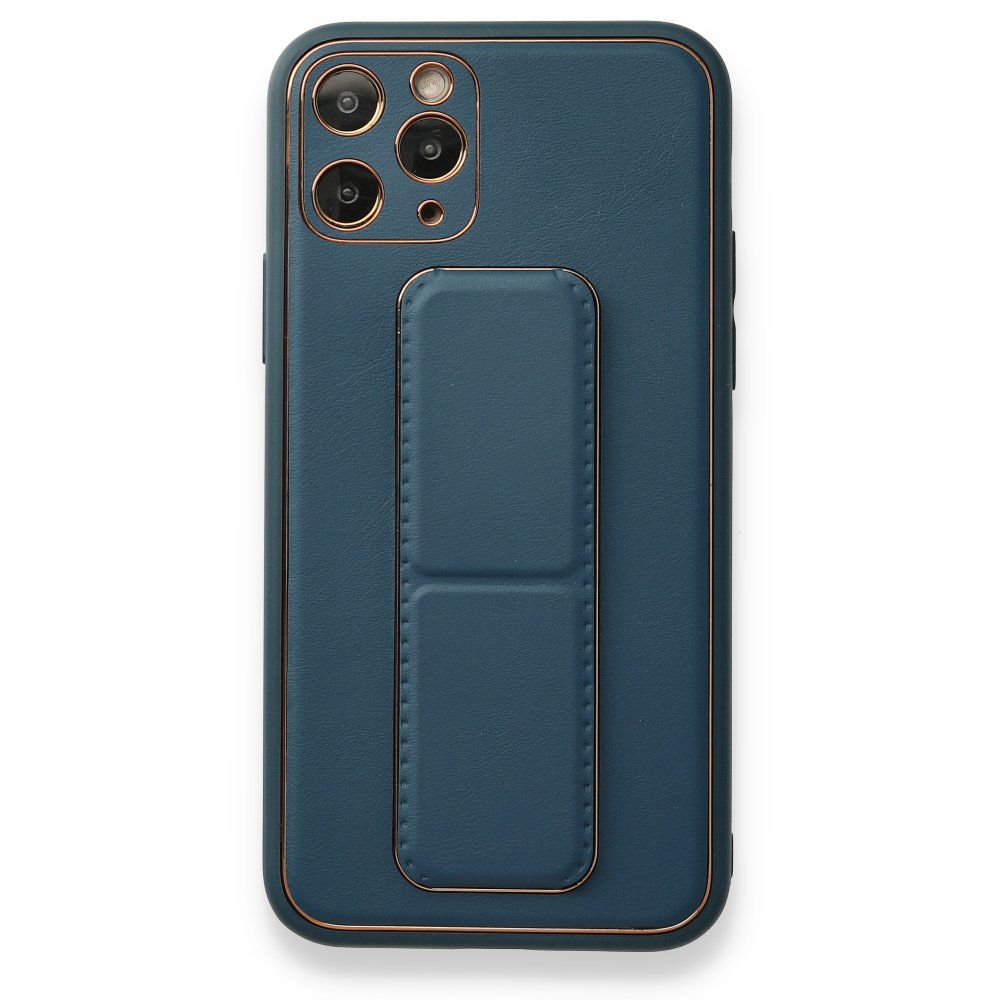 iPhone 11 Pro Kılıf Coco Deri Standlı Kapak - Mavi iPhone 11 Pro Kılıf Coco Deri Standlı Kapak - Mavi