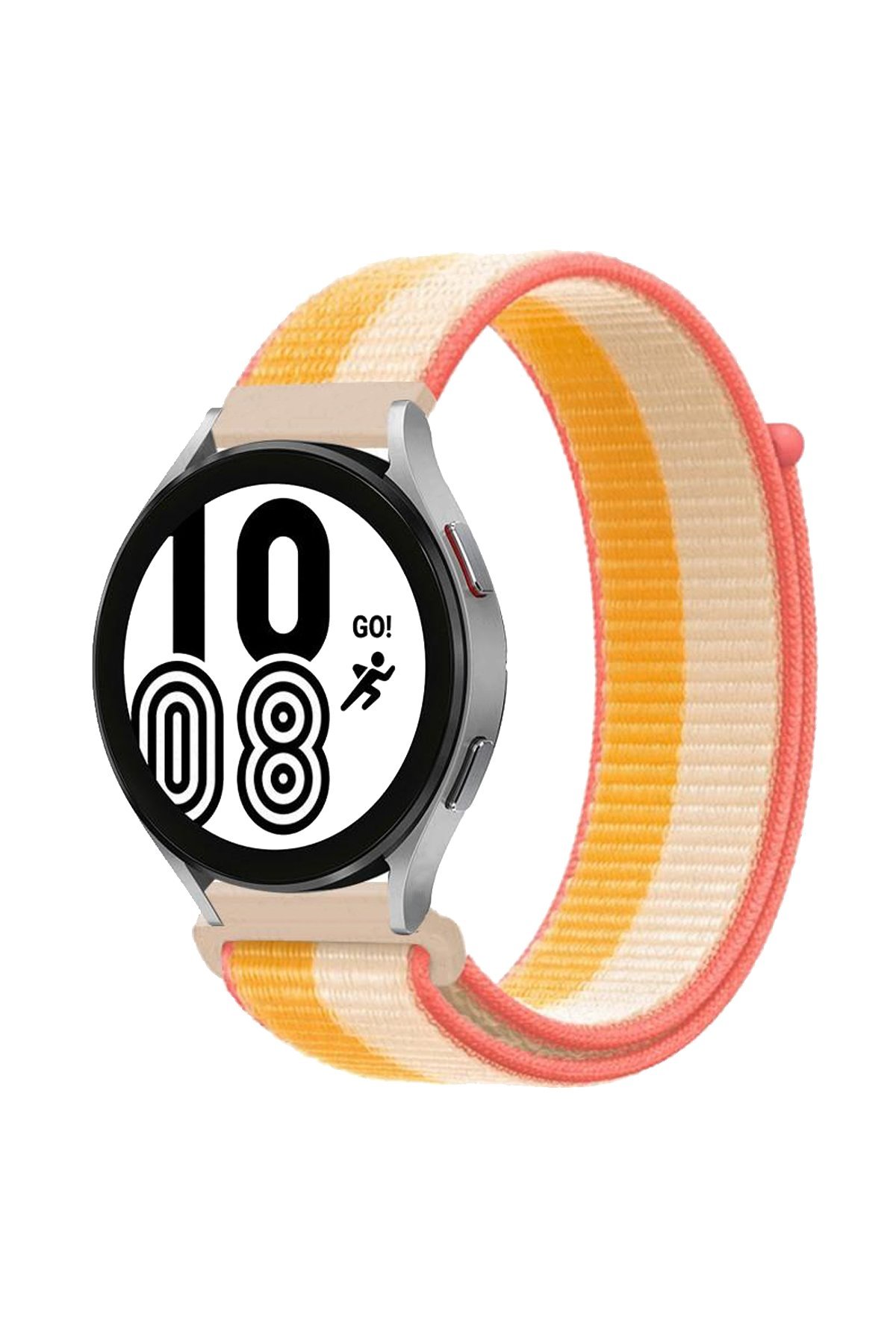 Samsung Galaxy Watch 6 Hasırlı Cırtcırtlı Kordon - Sarı-Beyaz Samsung Galaxy Watch 6 Hasırlı Cırtcırtlı Kordon - Sarı-Beyaz