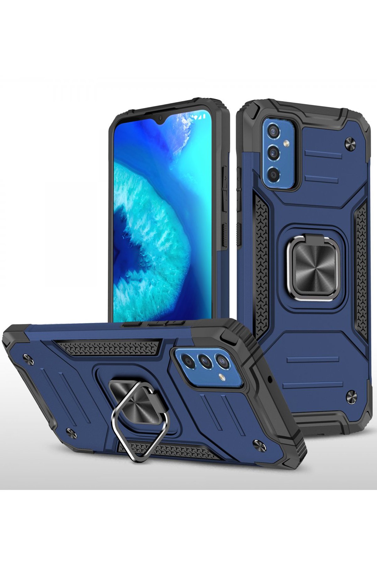  Samsung Galaxy M52 5G Kılıf Zegna Yüzüklü Silikon Kapak - Mavi