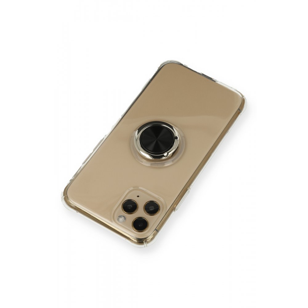  iPhone 11 Pro Kılıf Gros Yüzüklü Silikon - Siyah