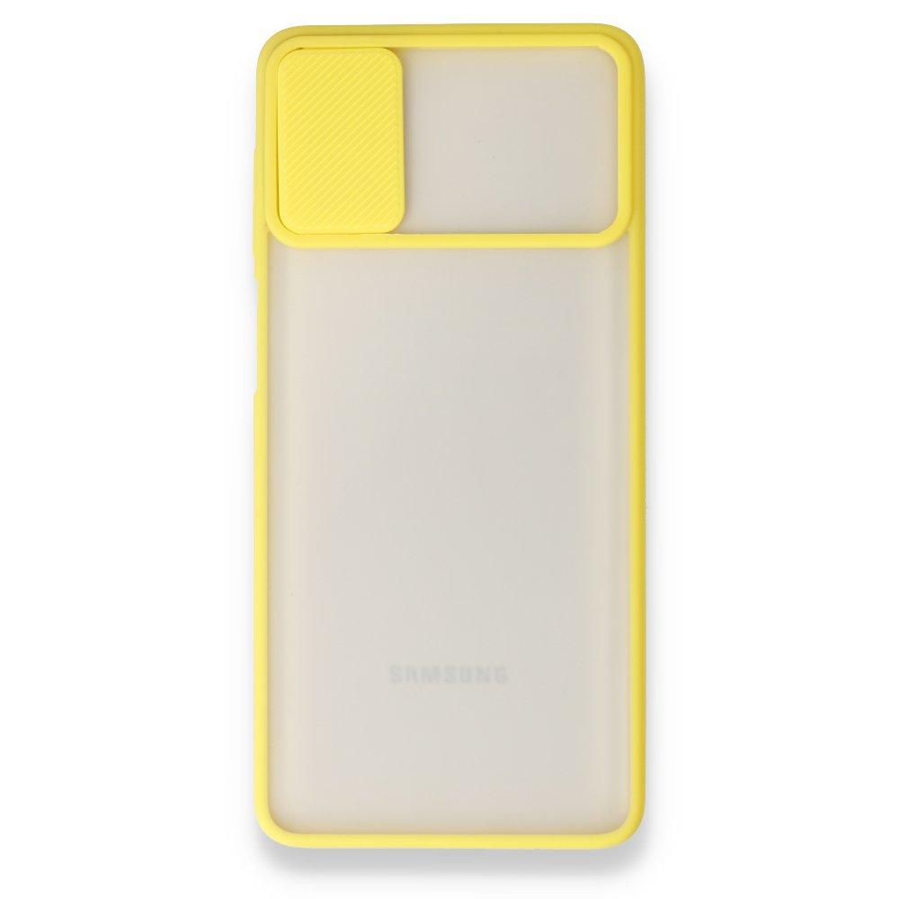  Samsung Galaxy M51 Kılıf Palm Buzlu Kamera Sürgülü Silikon - Sarı