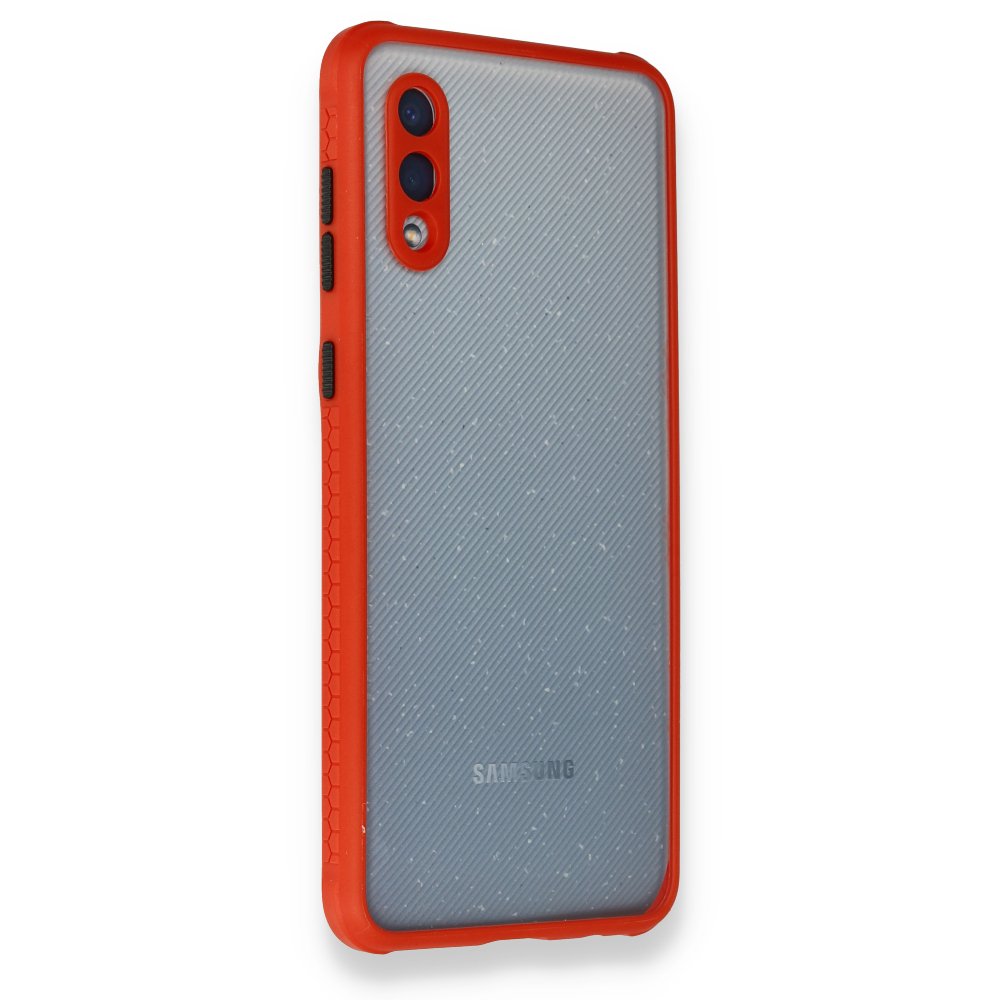  Samsung Galaxy A02 Kılıf Miami Şeffaf Silikon - Kırmızı