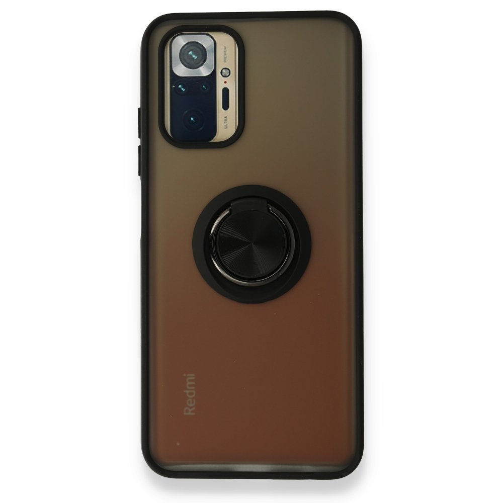 Redmi Note 10S Kılıf Montreal Yüzüklü Silikon Kapak - Siyah