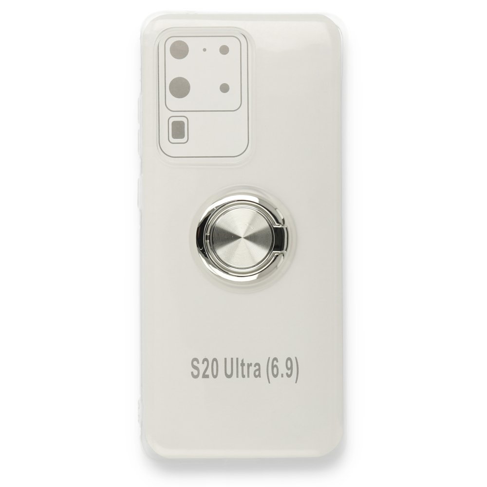  Samsung Galaxy S20 Ultra Kılıf Gros Yüzüklü Silikon - Gümüş