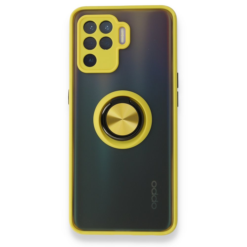  Oppo Reno 5 Lite Kılıf Montreal Yüzüklü Silikon Kapak - Sarı