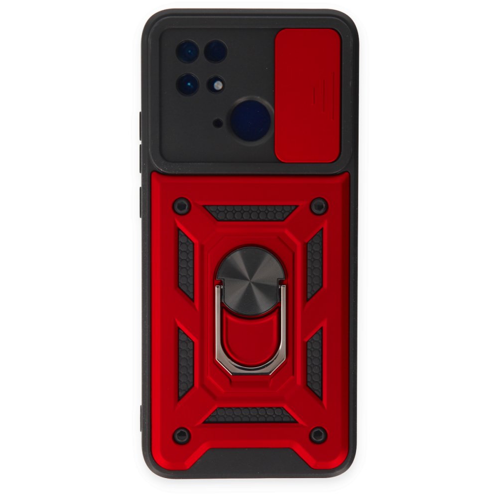 Redmi 10C Kılıf Pars Lens Yüzüklü Silikon - Kırmızı