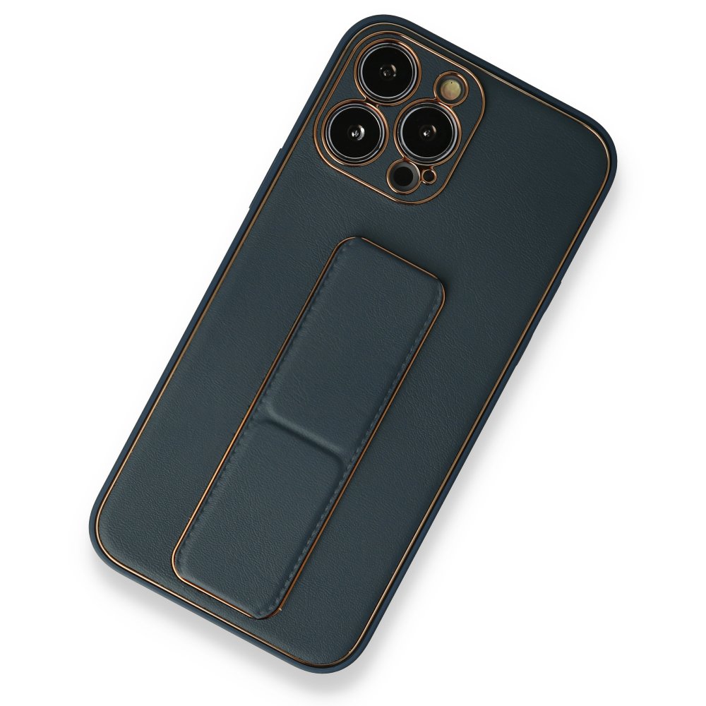 iPhone 13 Pro Kılıf Coco Deri Standlı Kapak - Mavi iPhone 13 Pro Kılıf Coco Deri Standlı Kapak - Mavi