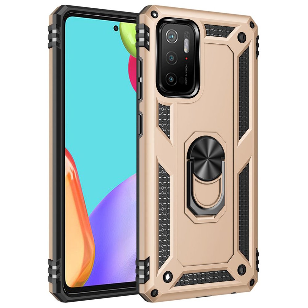  Xiaomi Pocophone M3 Kılıf Sofya Yüzüklü Silikon Kapak - Gold