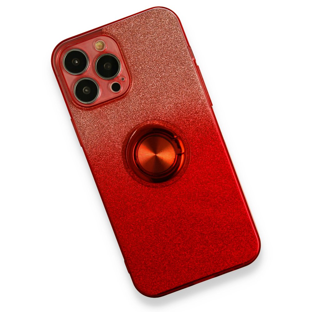 iPhone 13 Pro Kılıf Simli Yüzüklü Silikon - Kırmızı iPhone 13 Pro Kılıf Simli Yüzüklü Silikon - Kırmızı
