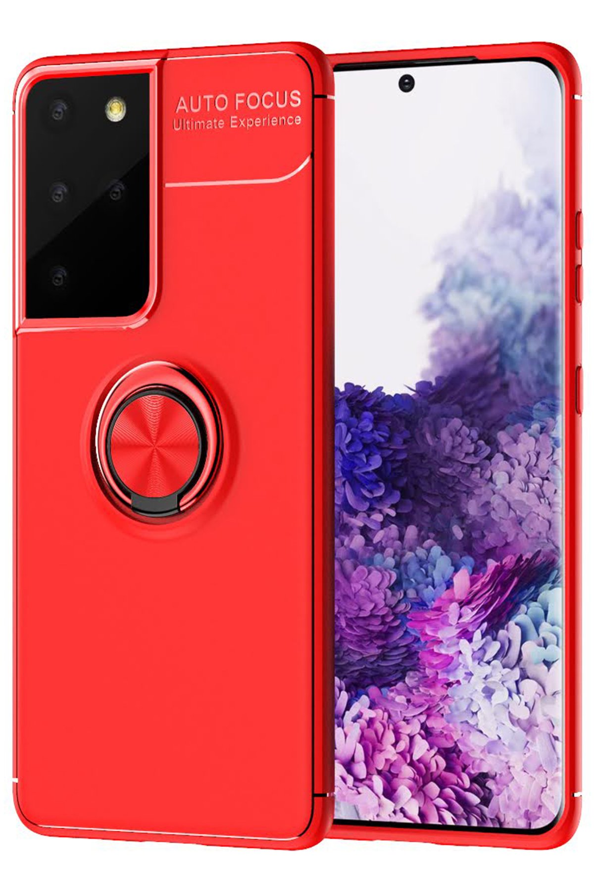  Samsung Galaxy S21 Ultra Kılıf Range Yüzüklü Silikon - Kırmızı