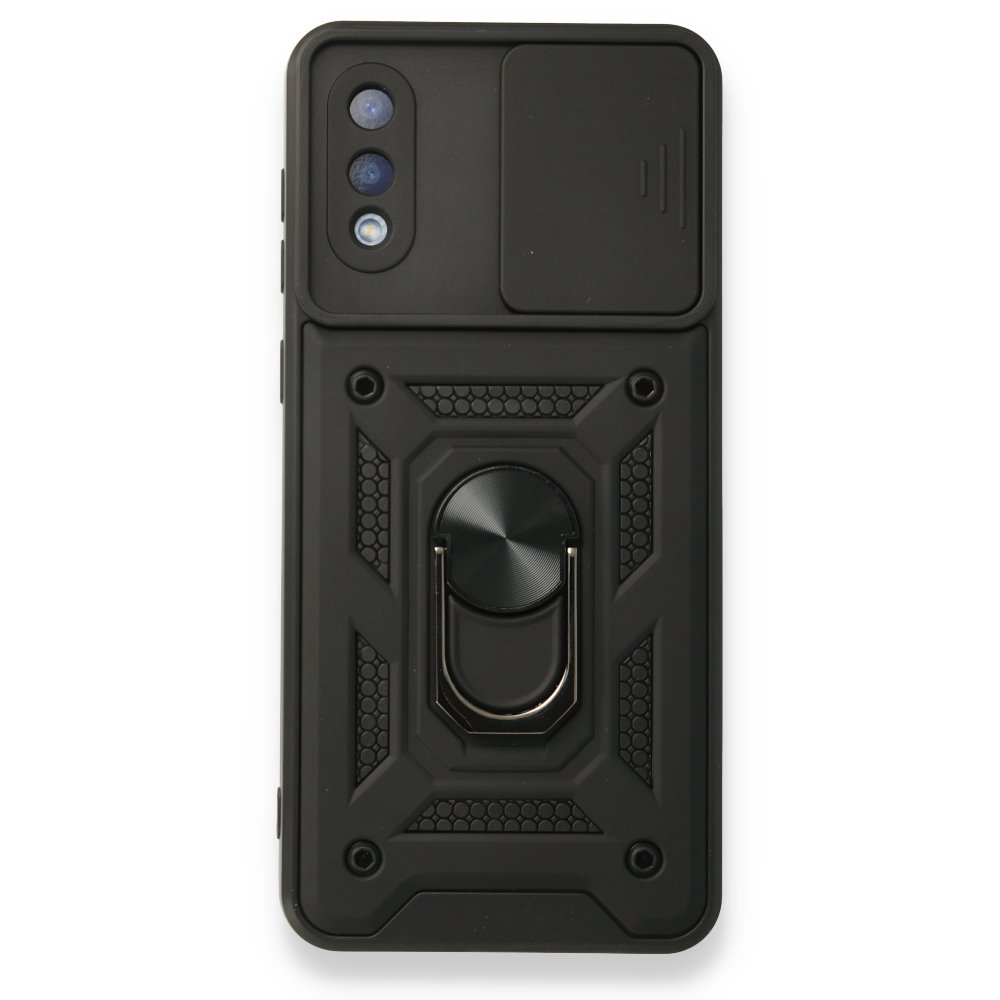  Samsung Galaxy A02 Kılıf Pars Lens Yüzüklü Silikon - Siyah