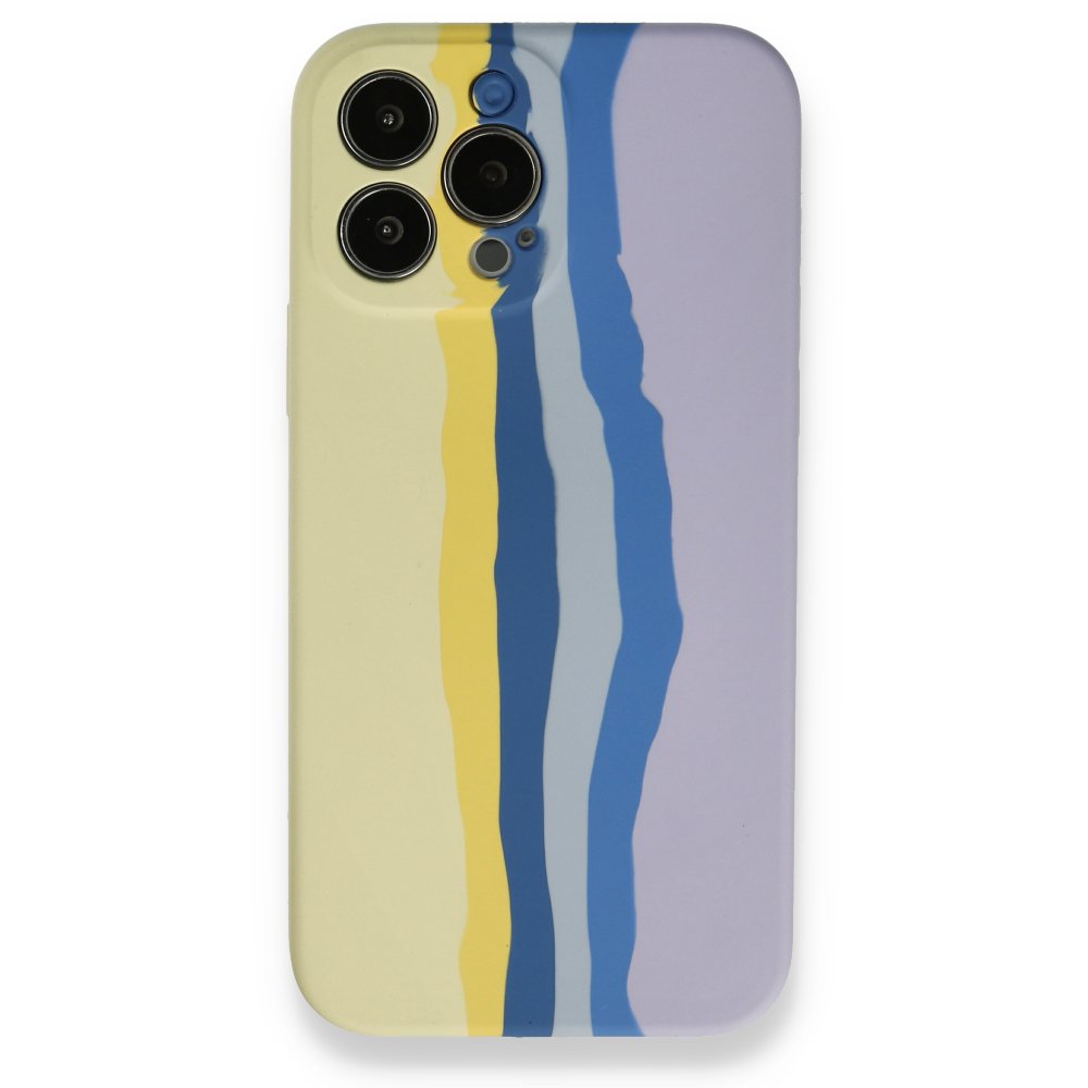 iPhone 13 Pro Kılıf Ebruli Lansman Silikon - Sarı-Lila  iPhone 13 Pro Kılıf Ebruli Lansman Silikon - Sarı-Lila