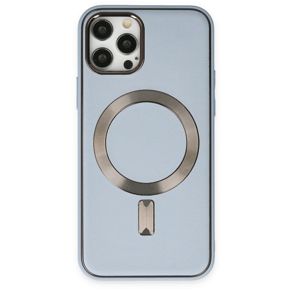  iPhone 12 Pro Max Kılıf Coco Deri Magneticsafe Silikon - Sierra Blue