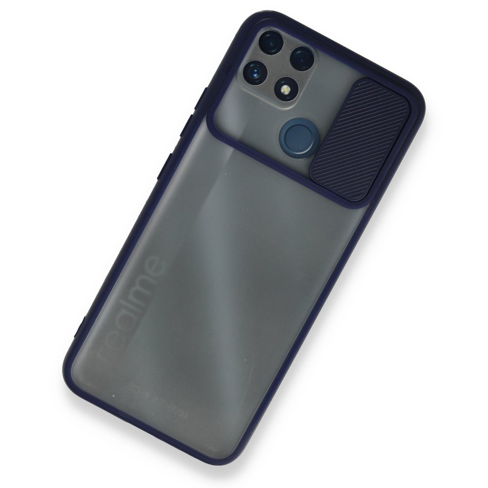  Realme C25s Kılıf Palm Buzlu Kamera Sürgülü Silikon - Lacivert