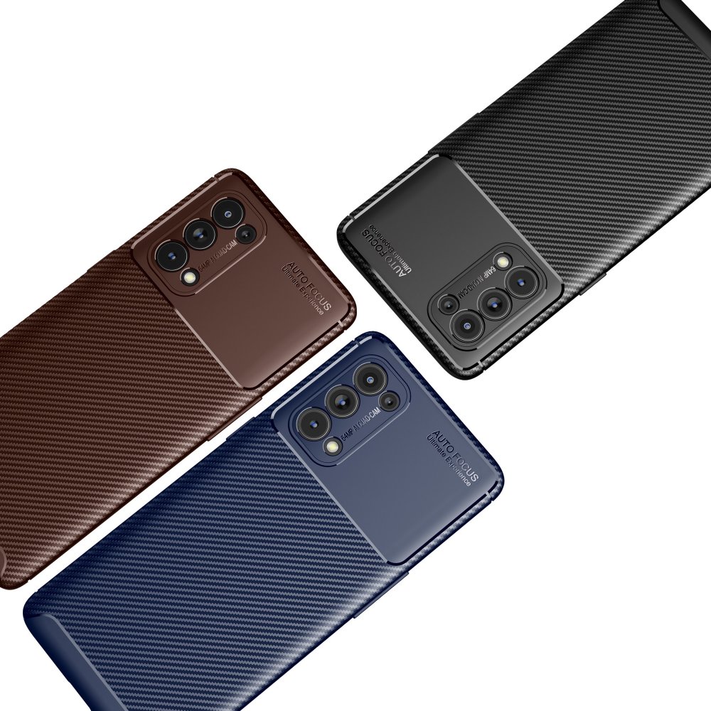 Oppo Reno 5 Pro Kılıf Auto Focus Karbon Kapak - Kahverengi