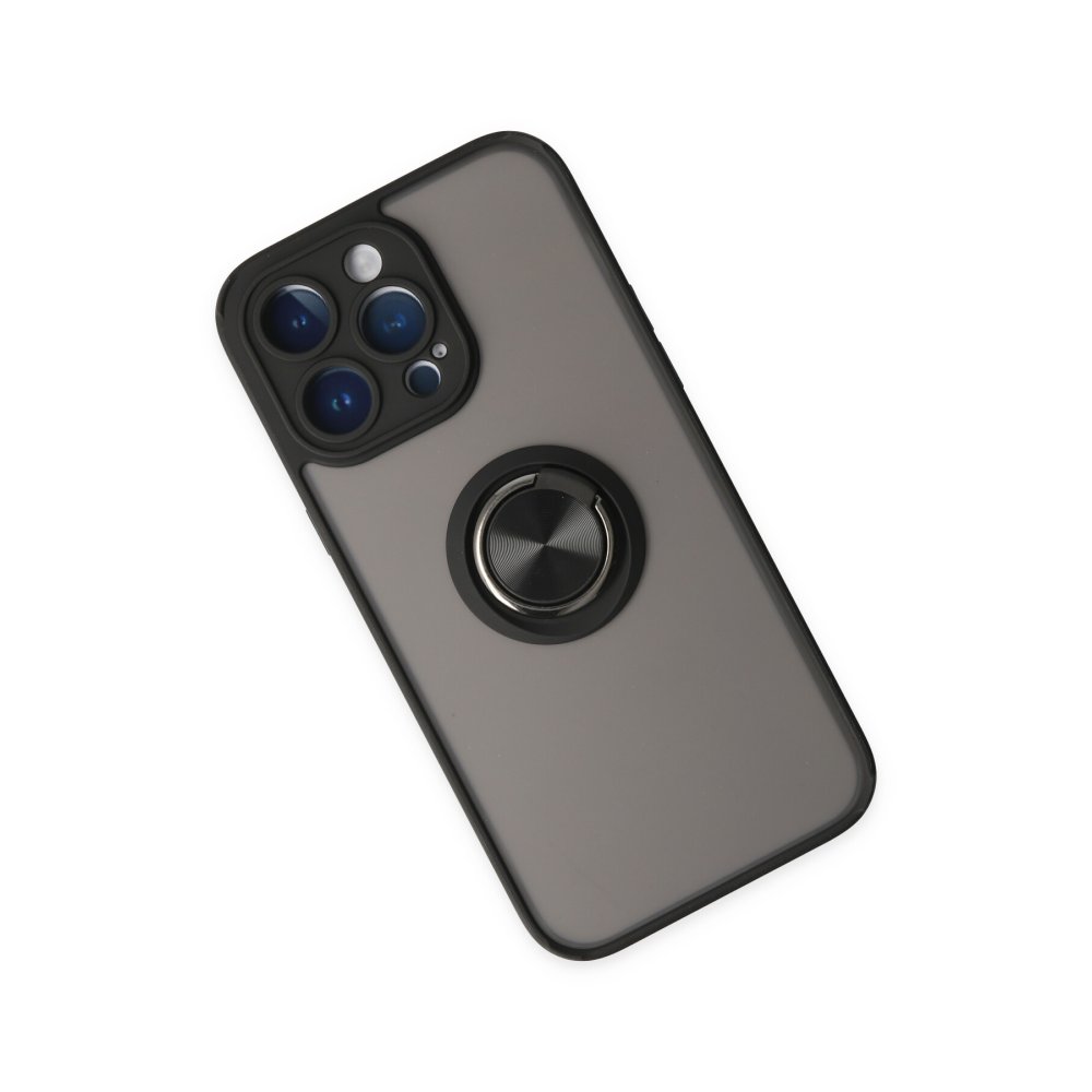 iPhone 14 Pro Max Kılıf Montreal Yüzüklü Silikon Kapak - Siyah  iPhone 14 Pro Max Kılıf Montreal Yüzüklü Silikon Kapak - Siyah