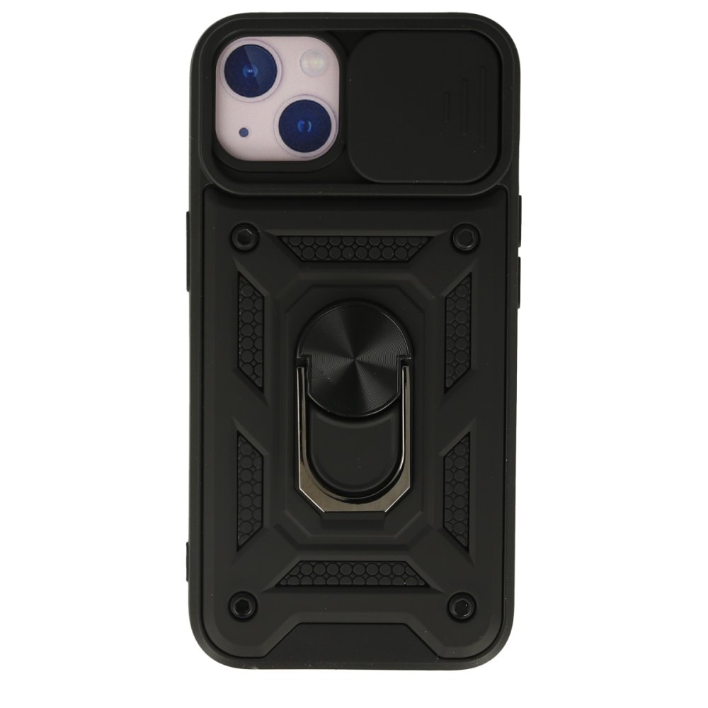  iPhone 15 Kılıf Pars Lens Yüzüklü Silikon - Siyah