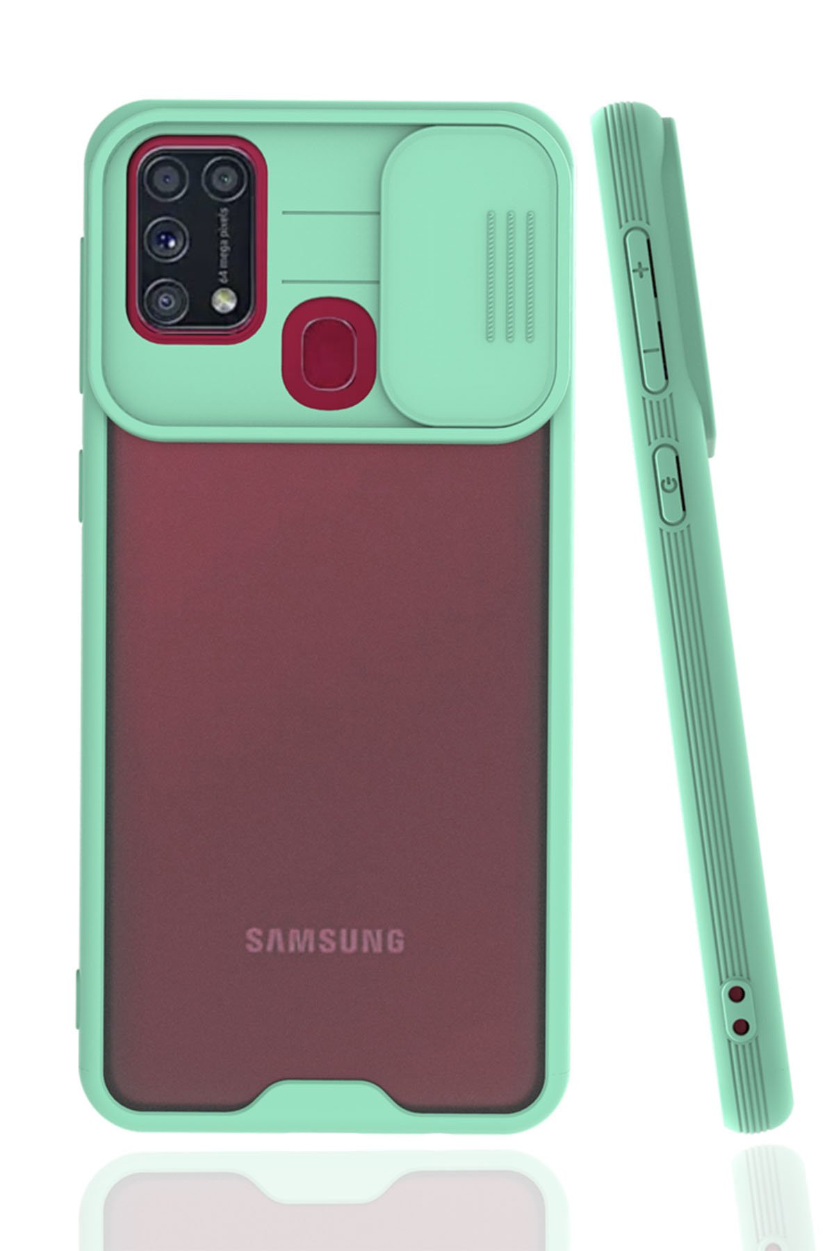  Samsung Galaxy M31 Kılıf Platin Kamera Koruma Silikon - Açık Yeşil