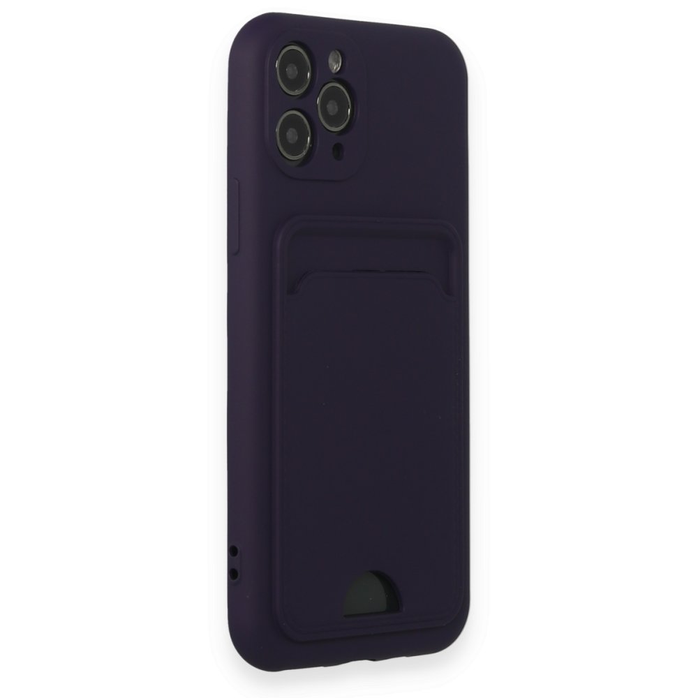 iPhone 11 Pro Kılıf Kelvin Kartvizitli Silikon - Derin Mor