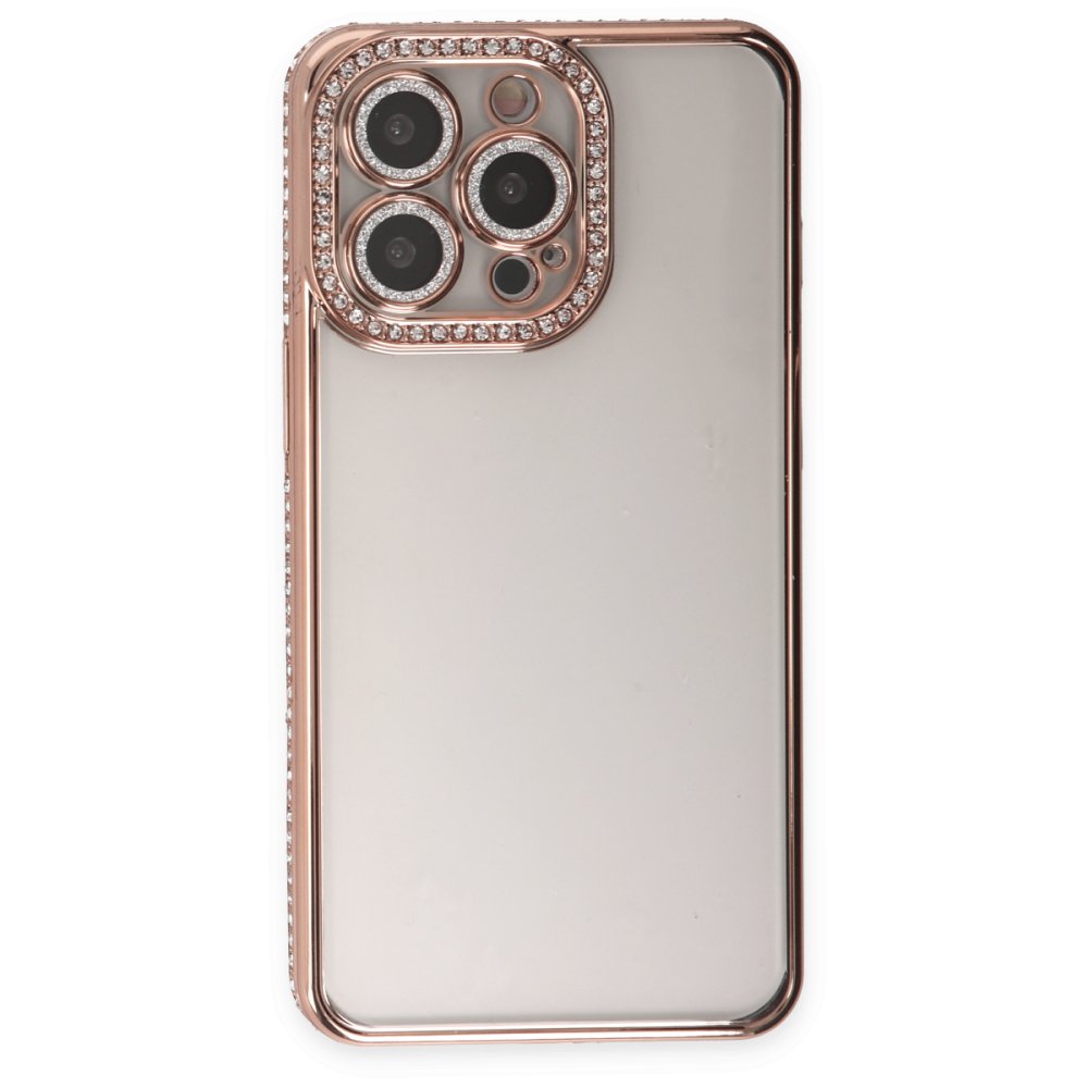  iPhone 14 Pro Kılıf Joke Taşlı Silikon - Pembe