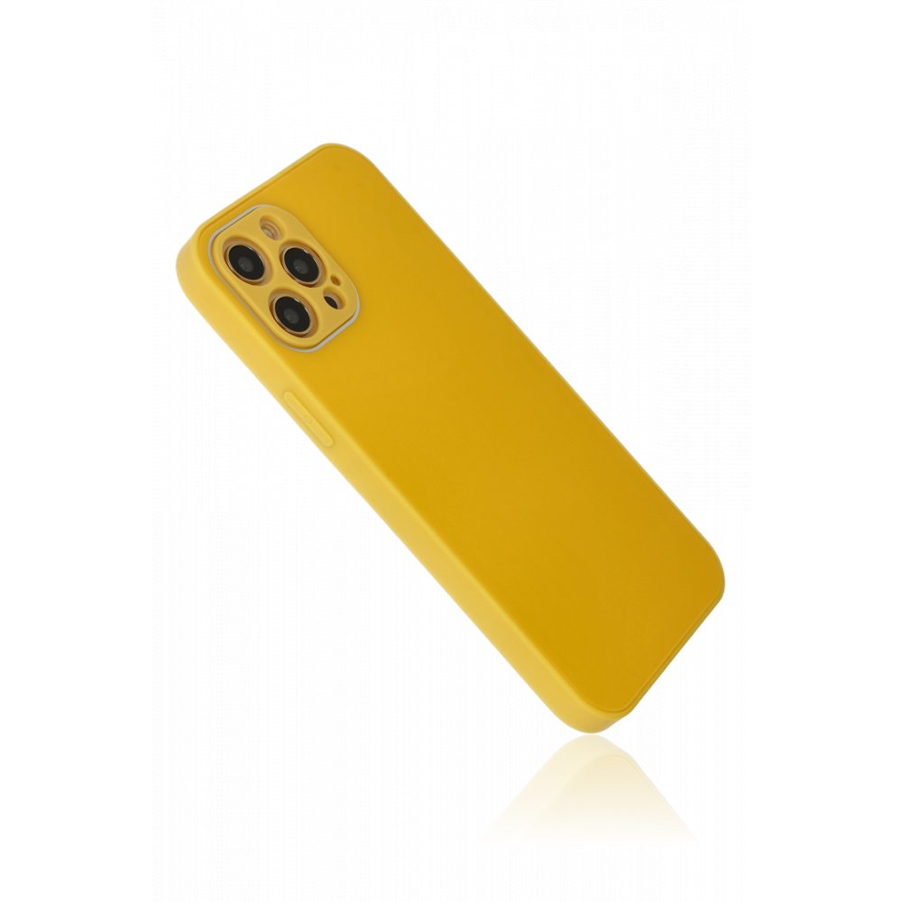  iPhone 12 Pro Max Kılıf Glass Kapak - Sarı