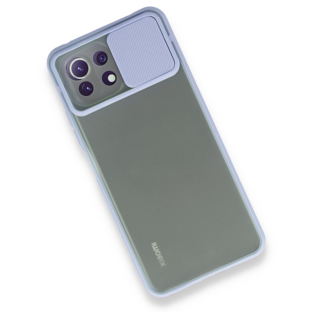 Xiaomi Mİ 11 Lite Kılıf Palm Buzlu Kamera Sürgülü Silikon - Lila  Xiaomi Mİ 11 Lite Kılıf Palm Buzlu Kamera Sürgülü Silikon - Lila