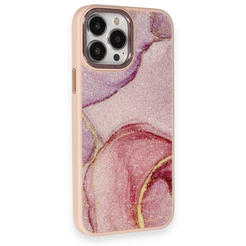 iPhone 12 Pro Kılıf Moda Simli Kapak - Rose iPhone 12 Pro Kılıf Moda Simli Kapak - Rose